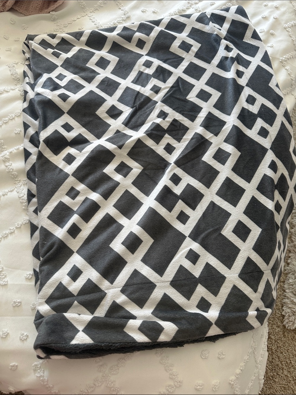 Modern Geometric Black & White Throw Blanket